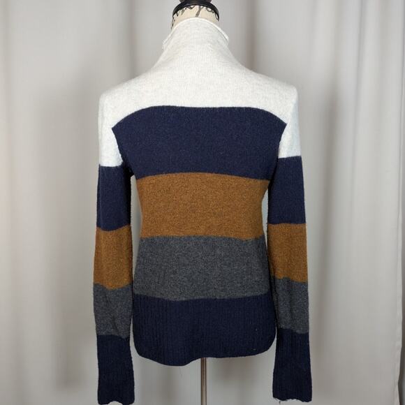 Madewell Colorblock Striped Mock Neck Sweater Small Merino Wool Alpaca Blend - Picture 13 of 15